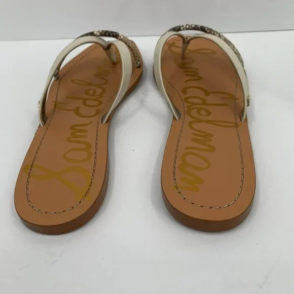 Sam Edelman Abbey flat thong slide leather sandals snake square toe shoe 8 - Picture 6 of 7